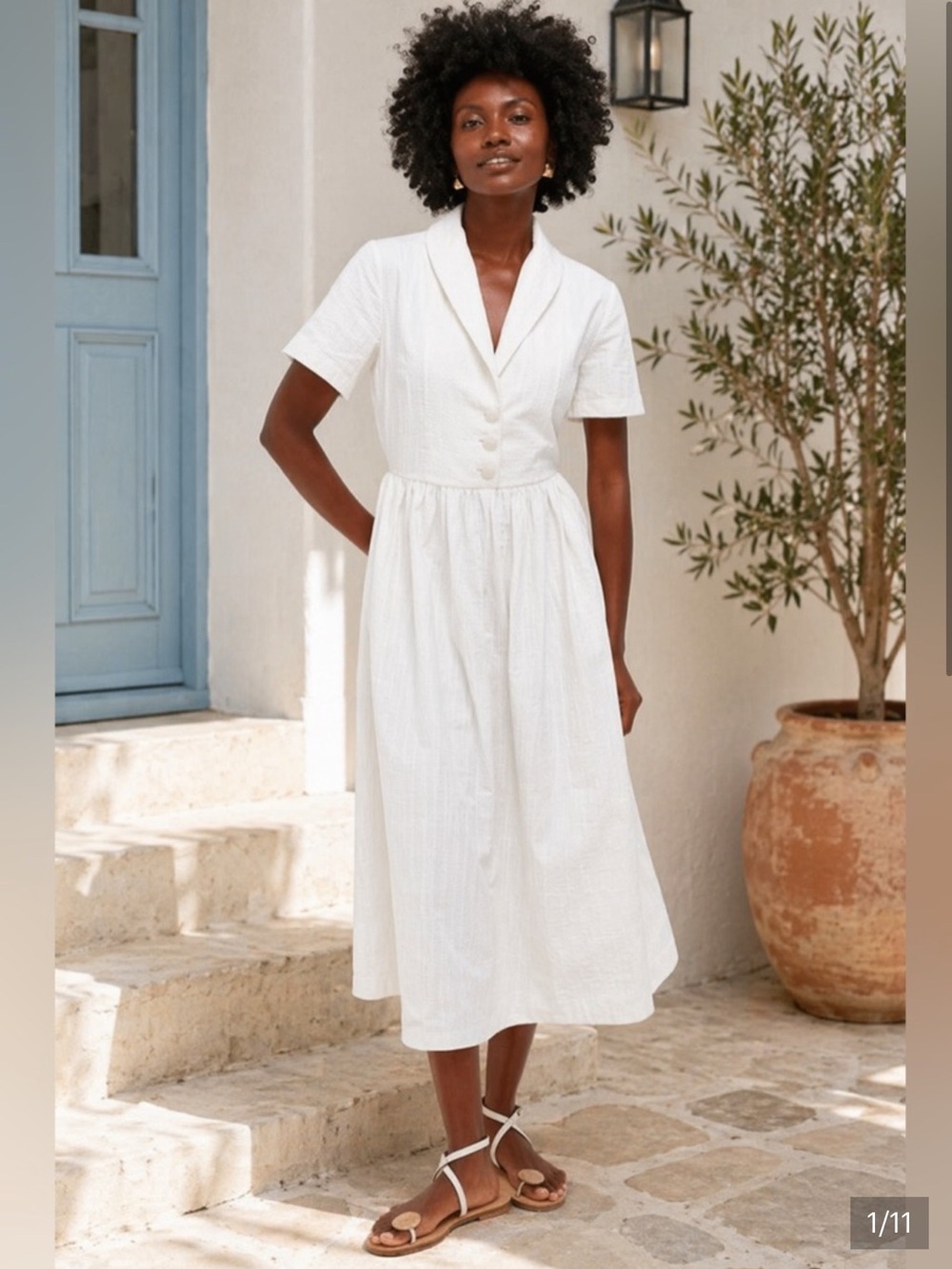NWT Tuckernuck White Seersucker Shawl Collar Adelaide Dress